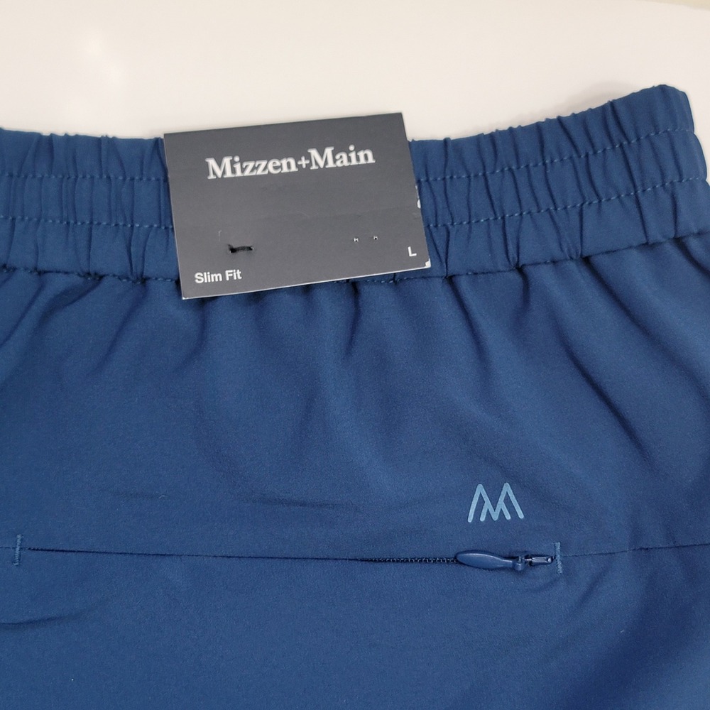 NEW Mizzen+Main Helmsman Slim Fit Blue Performance Shorts 1BO-1758 Mens LG 5" - Picture 3 of 8